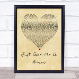 Pink Just Give Me A Reason Vintage Heart Quote Song Lyric Print
