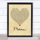 Pink Mean Vintage Heart Quote Song Lyric Print