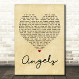 Robbie Williams Angels Vintage Heart Quote Song Lyric Print