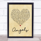 Robbie Williams Angels Vintage Heart Quote Song Lyric Print