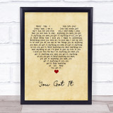 Roy Orbison You Got It Vintage Heart Song Lyric Print
