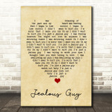 Jealous Guy John Lennon Vintage Heart Quote Song Lyric Print