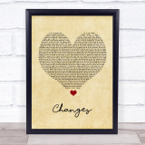 2Pac Changes Vintage Heart Song Lyric Print
