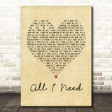 AWOLNATION All I Need Vintage Heart Song Lyric Print