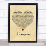 Chris Brown Forever Vintage Heart Song Lyric Print