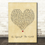 Coldplay Us Against The World Vintage Heart Song Lyric Print