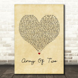 Josh Doyle Army Of Two Vintage Heart Song Lyric Print
