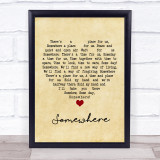 Leonard Bernstein & Stephen sondheim Somewhere Vintage Heart Song Lyric Print