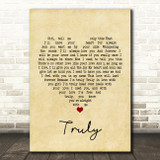 Lionel Richie Truly Vintage Heart Song Lyric Print