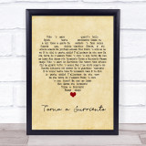 Luciano Pavarotti Torna a Surriento Vintage Heart Song Lyric Print