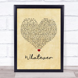 Oasis Whatever Vintage Heart Song Lyric Print