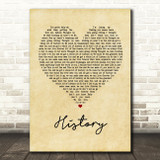One Direction History Vintage Heart Song Lyric Print