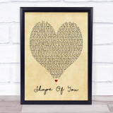Shape Of You Ed Sheeran Vintage Heart Quote Song Lyric Print