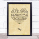 Pink Try Vintage Heart Song Lyric Print