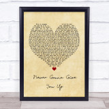 Rick Astley Never Gonna Give You Up Vintage Heart Song Lyric Print