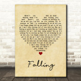 The Civil Wars Falling Vintage Heart Song Lyric Print