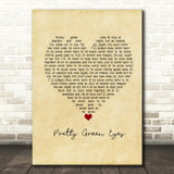 Ultrabeat Pretty Green Eyes Vintage Heart Song Lyric Print