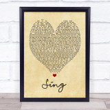 Sing Ed Sheeran Vintage Heart Quote Song Lyric Print