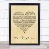 Zara Larsson Never Forget You Vintage Heart Song Lyric Print