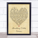 Strawberry Fields Forever The Beatles Vintage Heart Quote Song Lyric Print