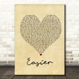 5 Seconds Of Summer Easier Vintage Heart Song Lyric Print