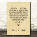 Adele All I Ask Vintage Heart Song Lyric Print