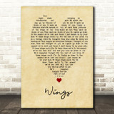 Birdy Wings Vintage Heart Song Lyric Print