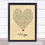Birdy Wings Vintage Heart Song Lyric Print