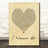 Chris Brown I Wanna Be Vintage Heart Song Lyric Print