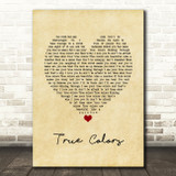 Cyndi Lauper True Colors Vintage Heart Song Lyric Print