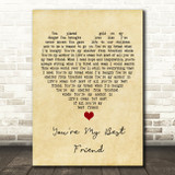 Don Williams You're My Best Friend Vintage Heart Song Lyric Print