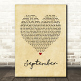 Earth, Wind & Fire September Vintage Heart Song Lyric Print