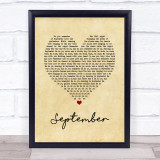 Earth, Wind & Fire September Vintage Heart Song Lyric Print