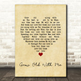 John Lennon Grow Old With Me Vintage Heart Song Lyric Print
