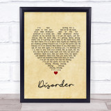 Joy Division Disorder Vintage Heart Song Lyric Print