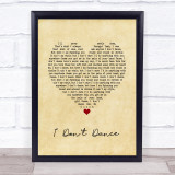 Lee Brice I Don't Dance Vintage Heart Song Lyric Print