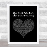 Original Broadway Cast Of Hamilton Who Lives, Who Dies, Who Tells Your Story Black Heart Song Lyric Print