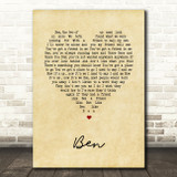 Michael Jackson Ben Vintage Heart Song Lyric Print