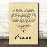 Michael McDonald Peace Vintage Heart Song Lyric Print