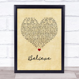 Mumford & Sons Believe Vintage Heart Song Lyric Print