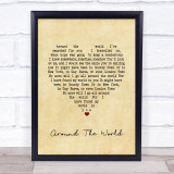 Nat King Cole Around The World Vintage Heart Song Lyric Print