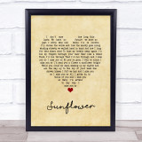 Paul Weller Sunflower Vintage Heart Song Lyric Print