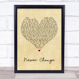 Picture This Never Change Vintage Heart Song Lyric Print