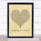 Taylor Swift ft. Ed Sheeran Everything Has Changed Vintage Heart Lyric Print