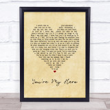 Teresa James You're My Hero Vintage Heart Song Lyric Print