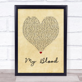 Twenty One Pilots My Blood Vintage Heart Song Lyric Print
