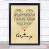 Zero 7 Destiny Vintage Heart Song Lyric Print