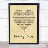 Bon Jovi Bed Of Roses Vintage Heart Song Lyric Quote Print