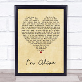Celine Dion I'm Alive Vintage Heart Song Lyric Quote Print
