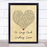 Crystal Gayle A Long And Lasting Love Vintage Heart Song Lyric Quote Print